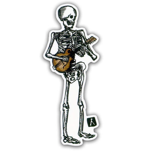 Skeleton Playing Mandolin Sticker