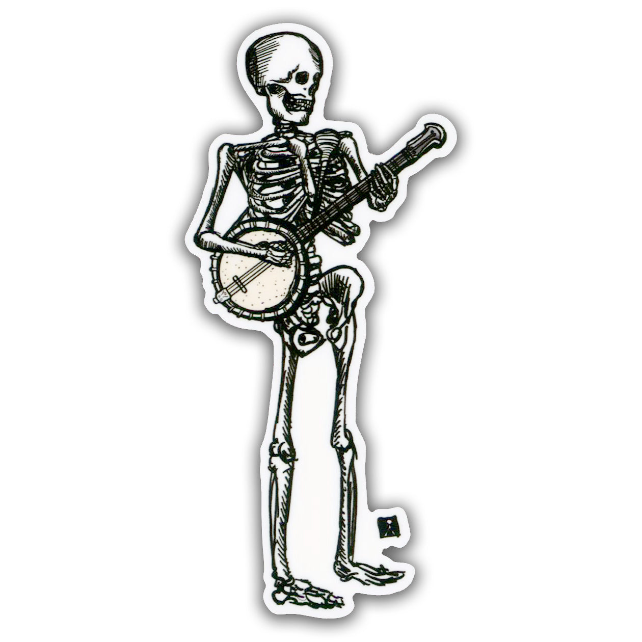 Skeleton Playing Banjo Sticker