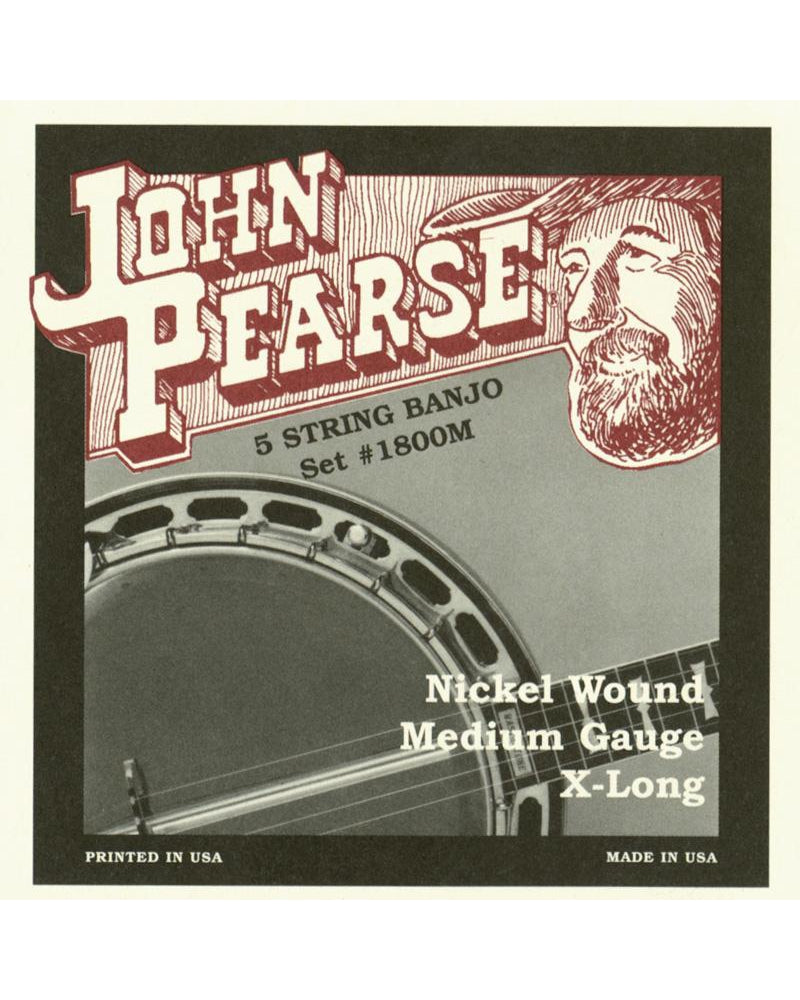 Image 1 of John Pearse 1800M Nickel Wound Extra Long Medium 5-String Banjo Strings - SKU# JP1800M : Product Type Strings : Elderly Instruments