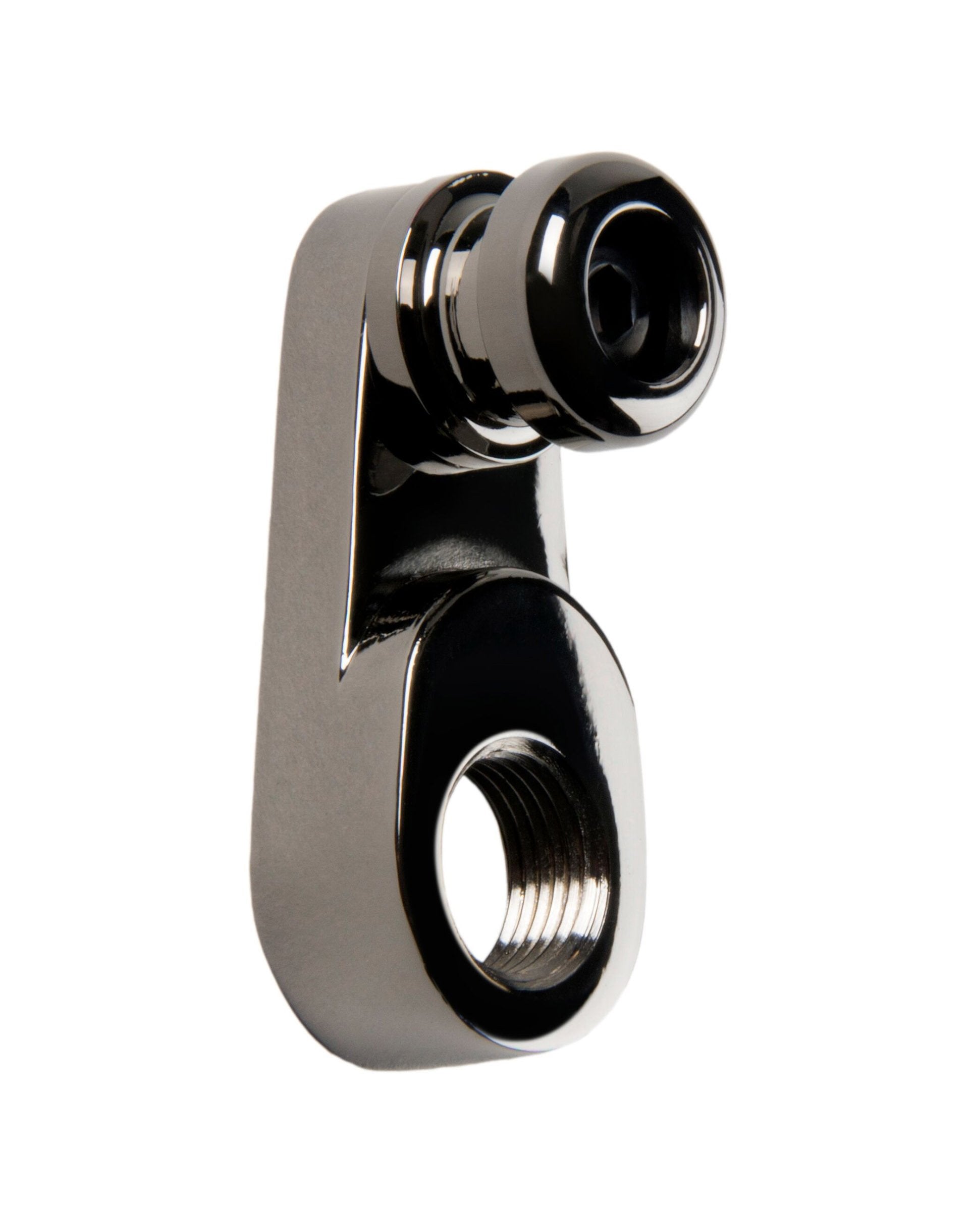 Front and Right Side of MusicNomad Acousti-Lok Strap Lock Adapter for Standard Output Jacks