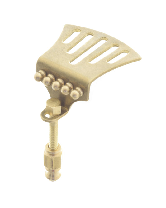 Front and Side of Pisgah Hawktail Banjo Tailpiece, Raw Brass