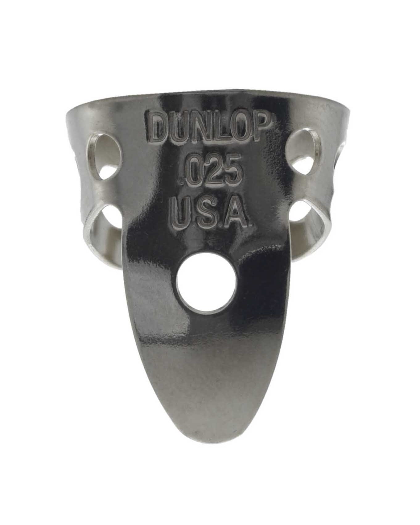 Front of Dunlop Nickel Silver .025" Finger Pick (Adult Size)