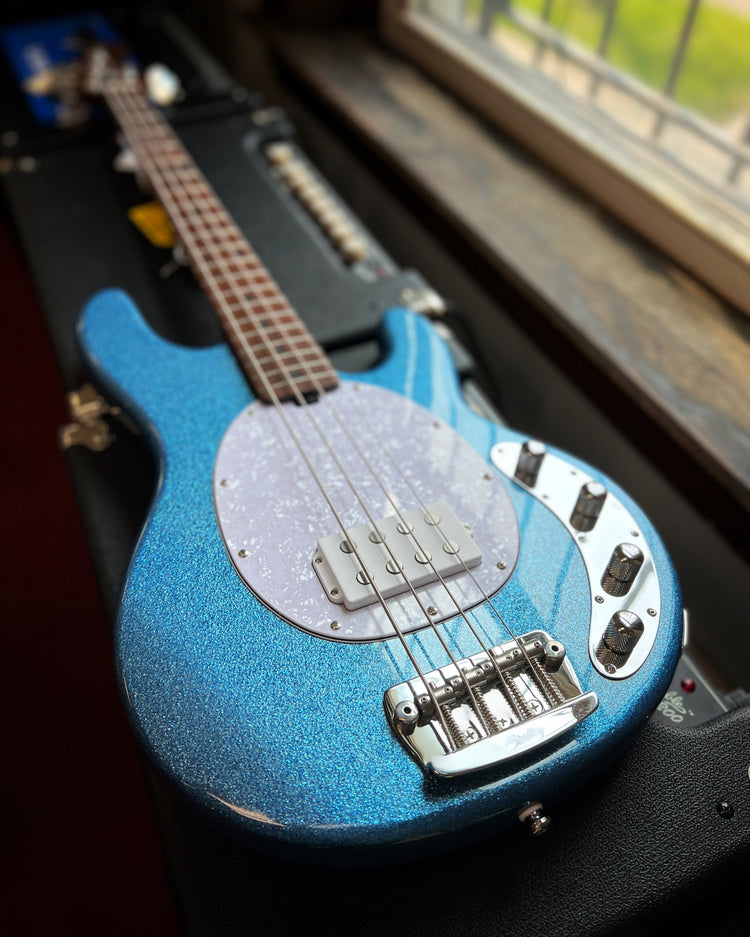 Sterling by Music Man StingRay34 4-String Bass, Blue Sparkle