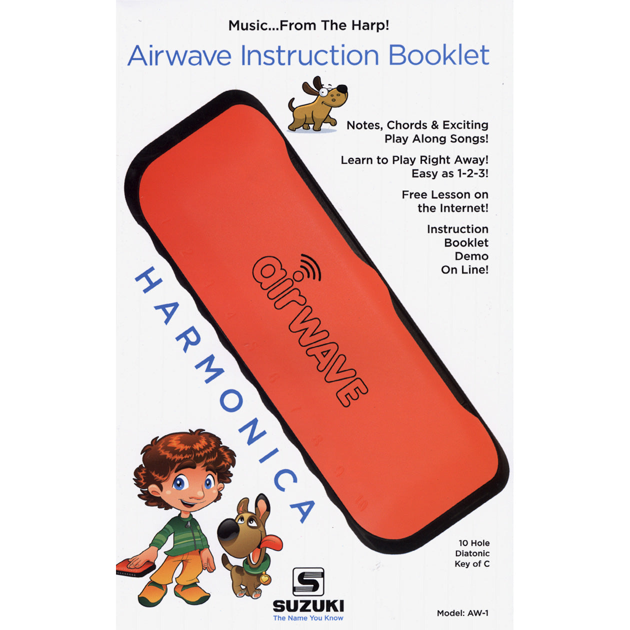 Booklet cove of Suzuki AW-1 Air Wave Harmonica for Kids