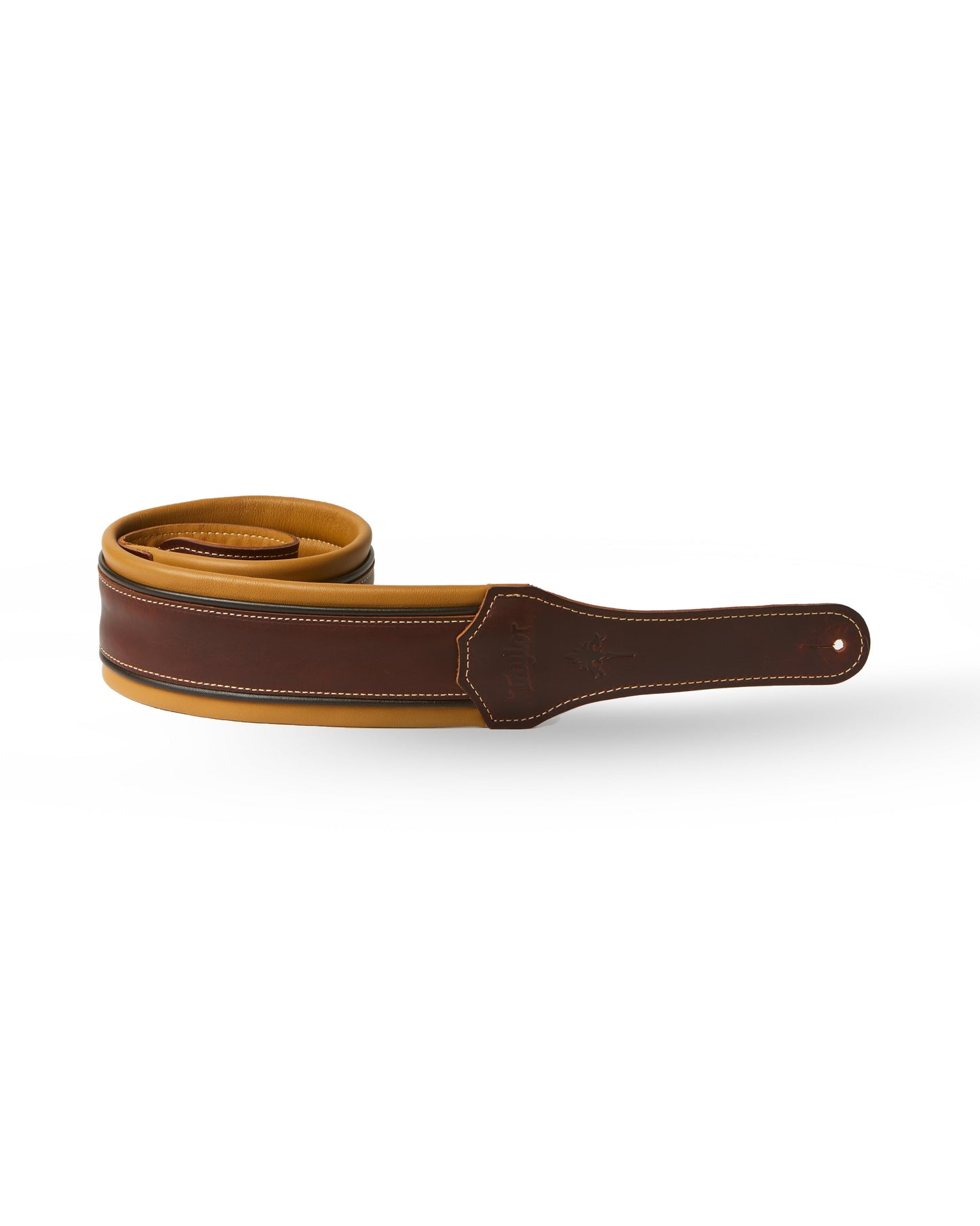 Image 1 of Taylor Ascension 3" Leather Guitar Strap, Cordovan/Black/Butterscoth - SKU# 9300-04 : Product Type Accessories & Parts : Elderly Instruments