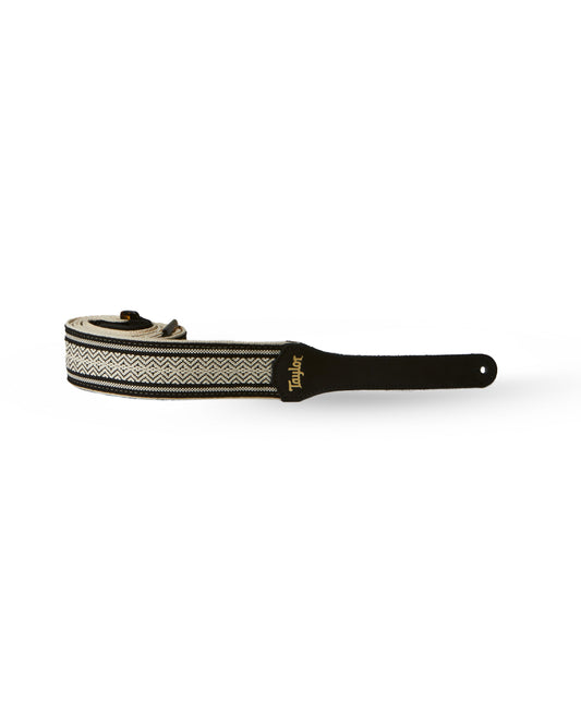 Front of Taylor Academy 2" Cotton Guitar Strap, White/Black