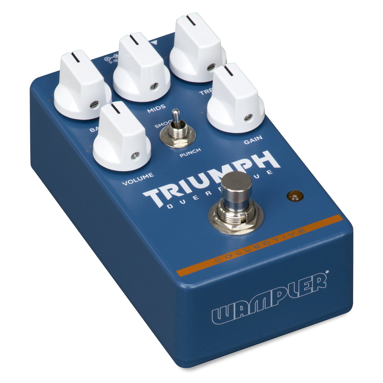 Front and side of Wampler Collective Series Triumph Overdrive Pedal