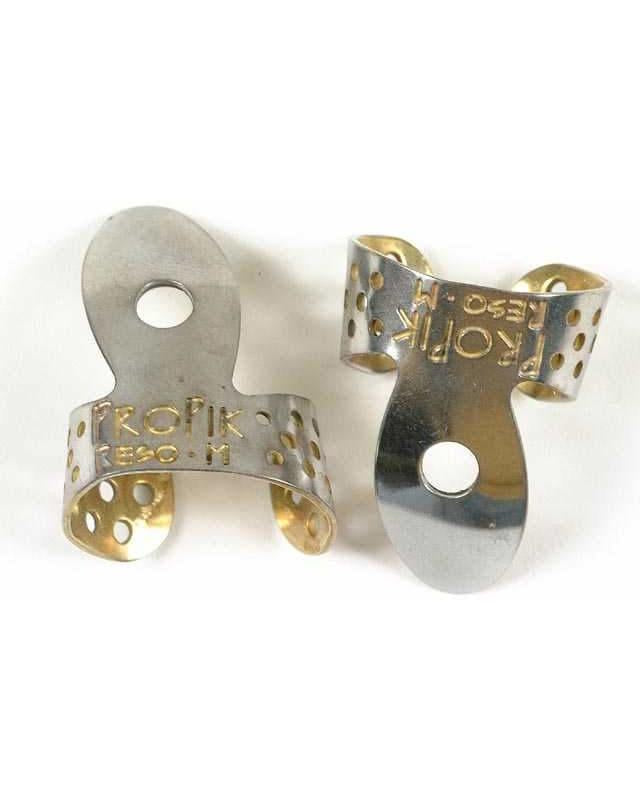Image 1 of Cobalt Plated Brass "Reso" Fingerpick Pair, Medium, Single Wrap - SKU# CB46BM : Product Type Accessories & Parts : Elderly Instruments