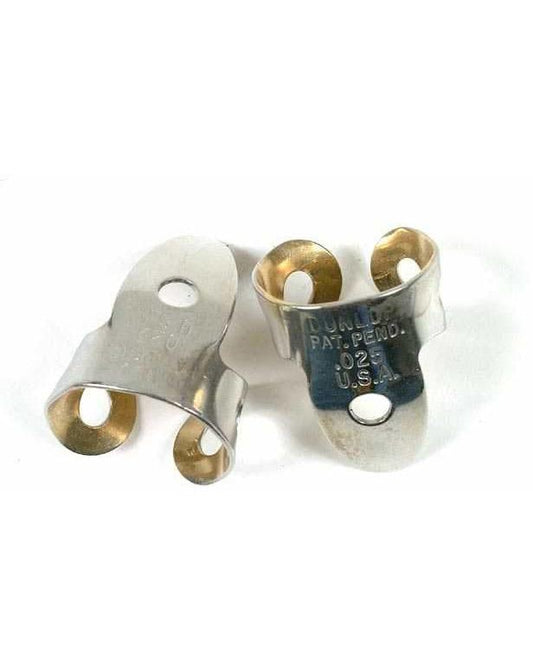 Front of Cobalt Plated .025" Brass Finger Picks (Pair)