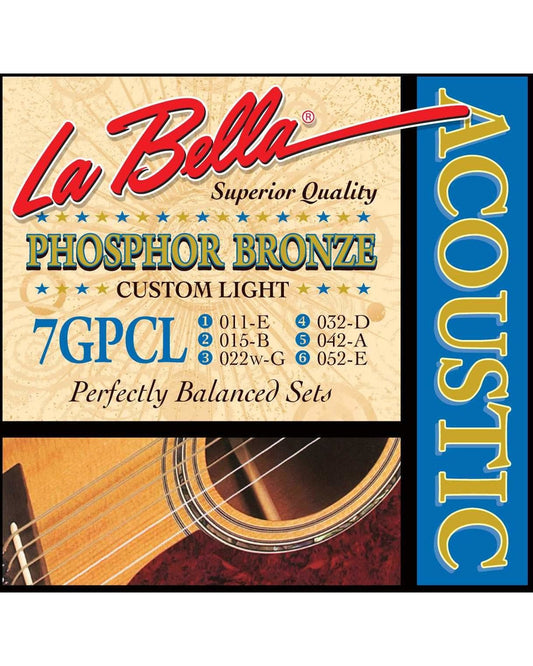 Image 1 of La Bella 7GPCL Phosphor Bronze Custom Light Gauge Acoustic Guitar Strings - SKU# 7GPCL : Product Type Strings : Elderly Instruments