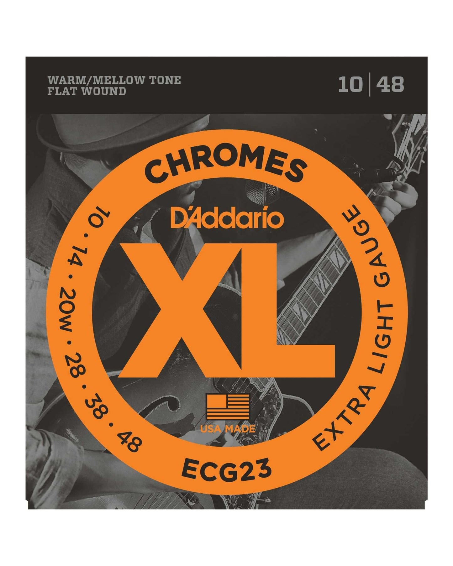 Image 1 of D'Addario ECG23 Flat Wound XL Chromes Jazz Extra Light Gauge Electric Guitar Strings - SKU# ECG23 : Product Type Strings : Elderly Instruments