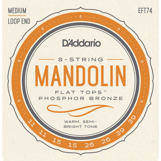 Front of D'Addario EFT74 Flat Tops Phosphor Bronze Medium Gauge Mandolin Strings