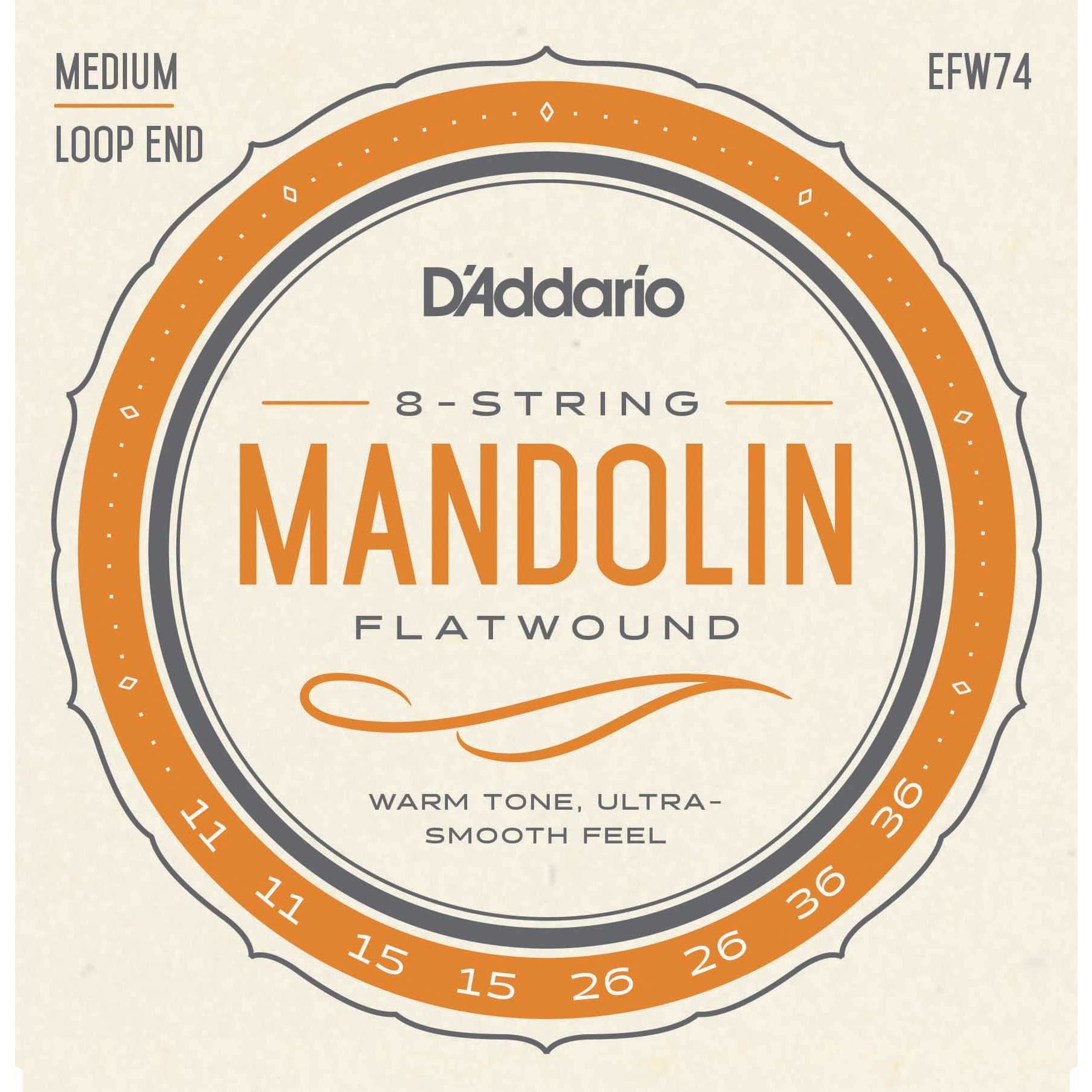 Image 2 of D'Addario EFW74 Flatwound Stainless Steel Medium Gauge Mandolin Strings - SKU# FW74 : Product Type Strings : Elderly Instruments