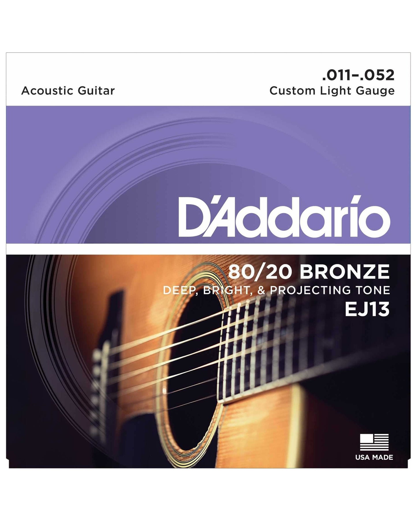 D'Addario EJ13 80/20 Bronze Custom Light Gauge Acoustic Guitar Strings