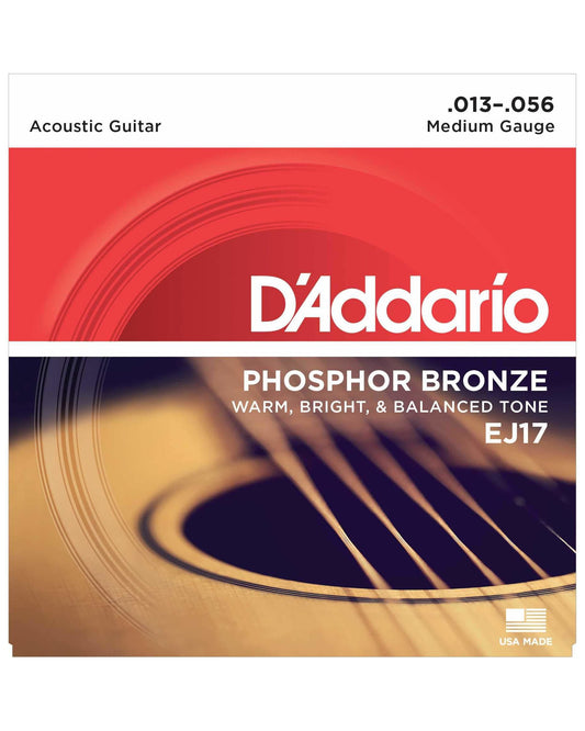 Front of D'Addario EJ17 Phosphor Bronze Medium Gauge Acoustic Guitar Strings