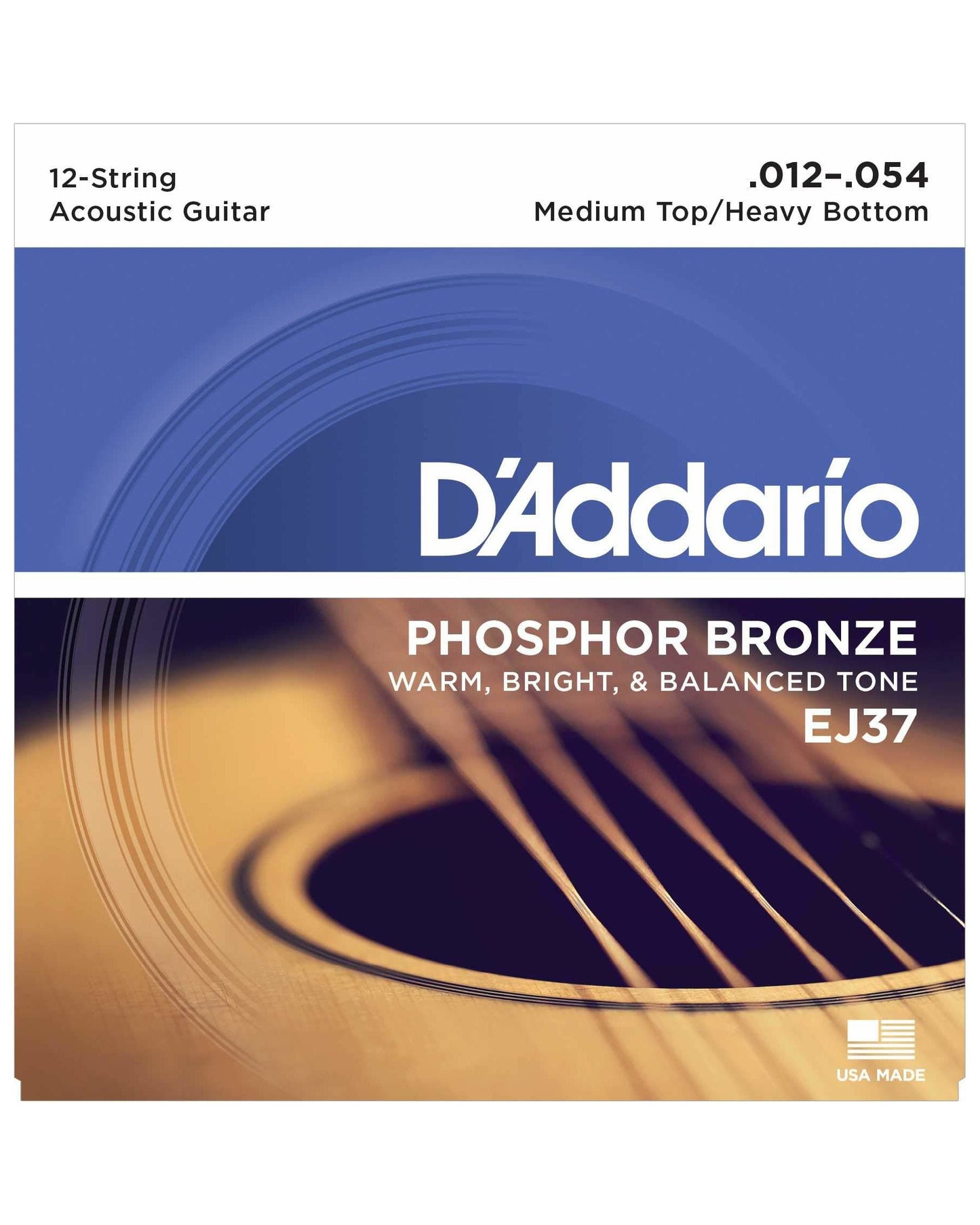 Image 1 of D'Addario EJ37 Phosphor Bronze Medium Top / Heavy Bottom 12-String Acoustic Guitar Strings - SKU# EJ37 : Product Type Strings : Elderly Instruments