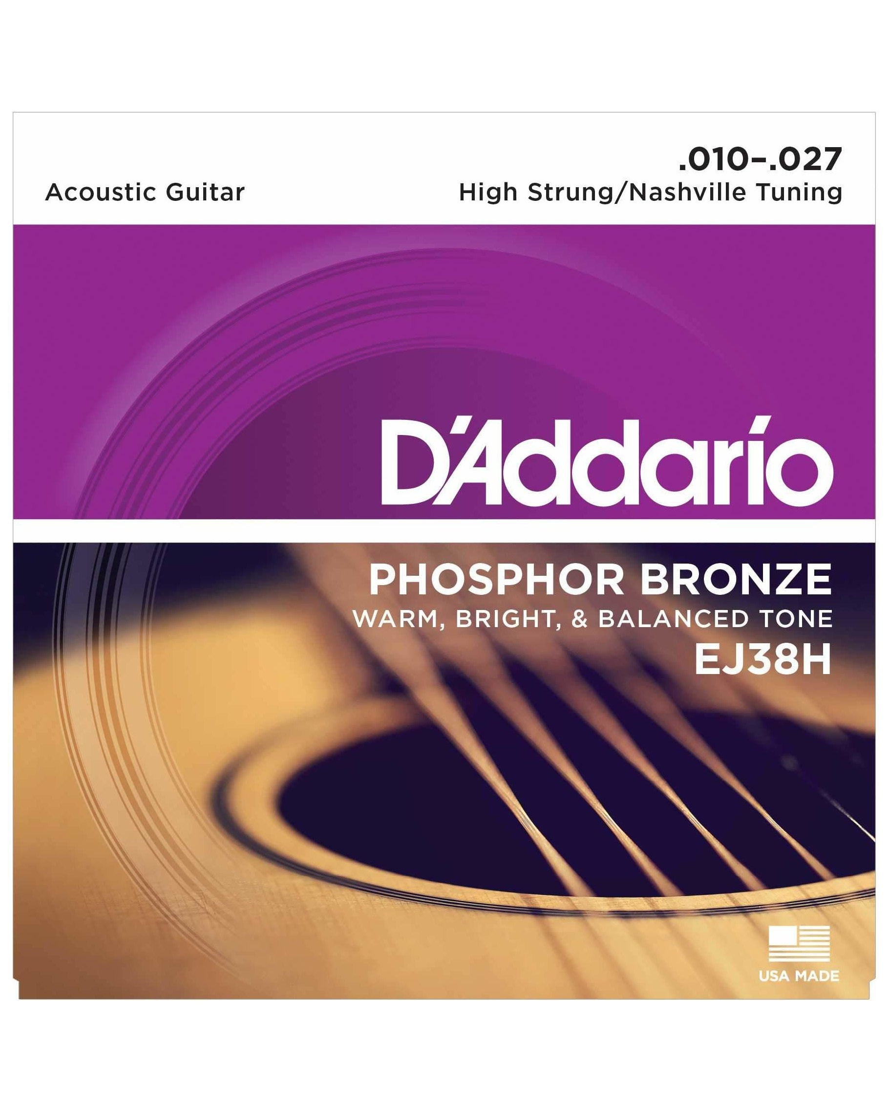 Image 1 of D'Addario EJ38H Phosphor Bronze High Strung Nashville Tuning Acoustic Guitar Strings - SKU# EJ38H : Product Type Strings : Elderly Instruments