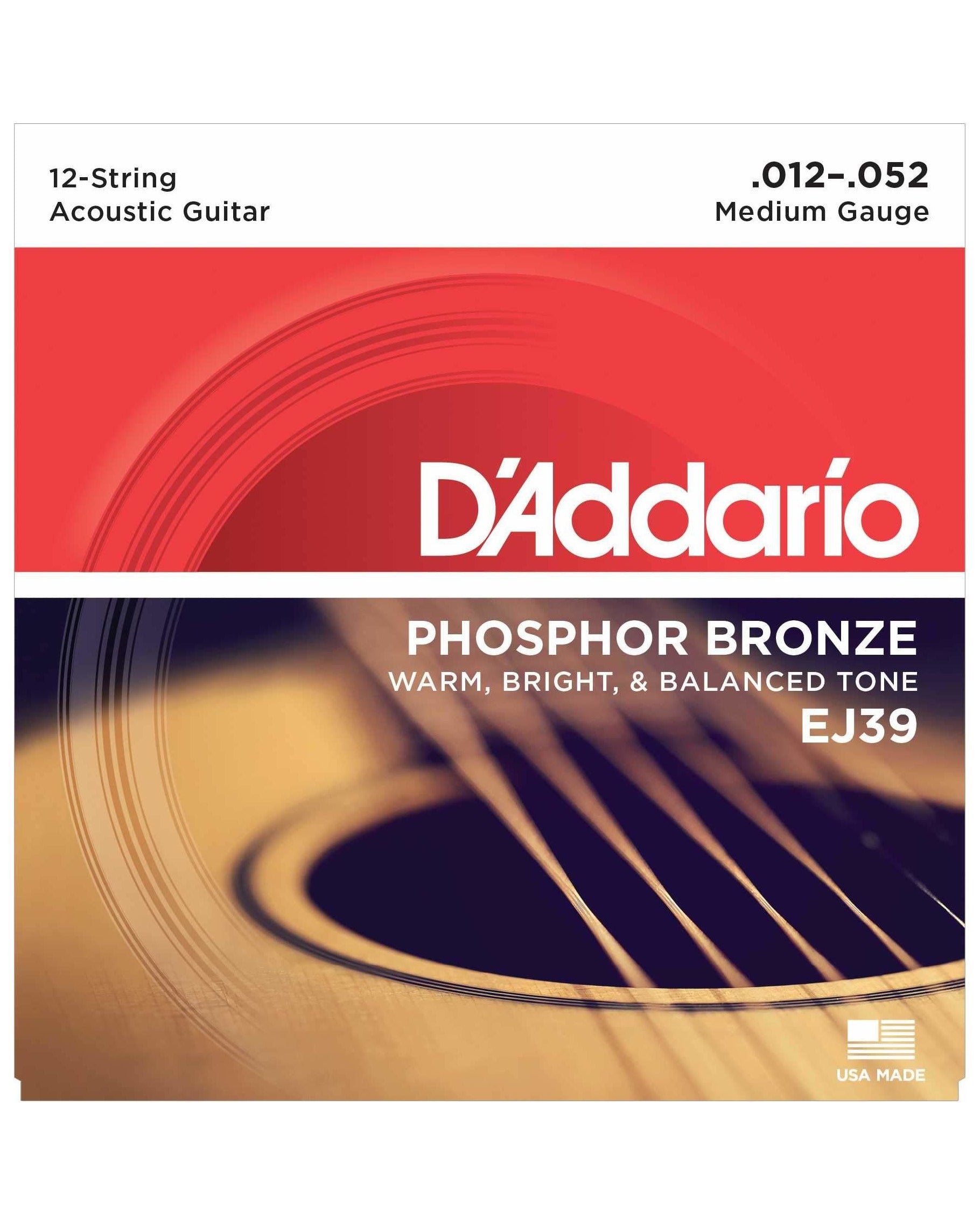 Image 1 of D'Addario EJ39 Phosphor Bronze Medium Gauge 12-String Acoustic Guitar Strings - SKU# EJ39 : Product Type Strings : Elderly Instruments