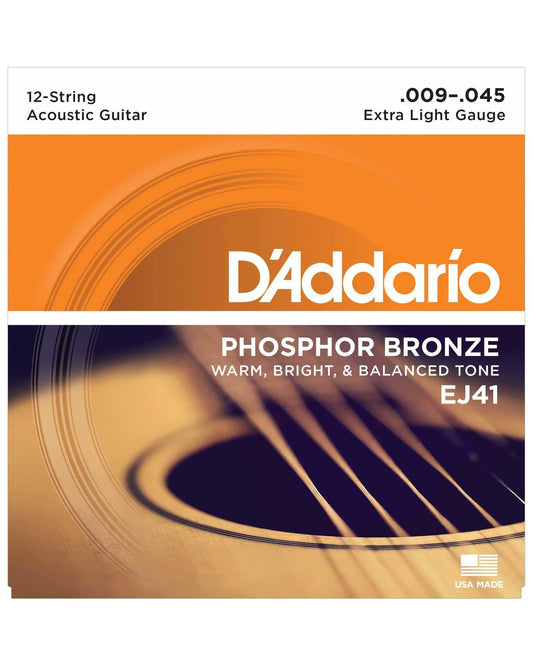 Image 1 of D'Addario EJ41 Phosphor Bronze Extra Light Gauge 12-String Acoustic Guitar Strings - SKU# EJ41 : Product Type Strings : Elderly Instruments