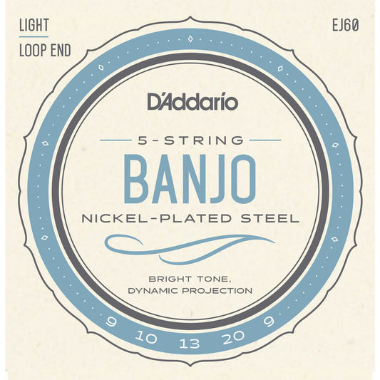 Front of D'Addario EJ60 Nickel Plated Steel Light Gauge 5-String Banjo Strings