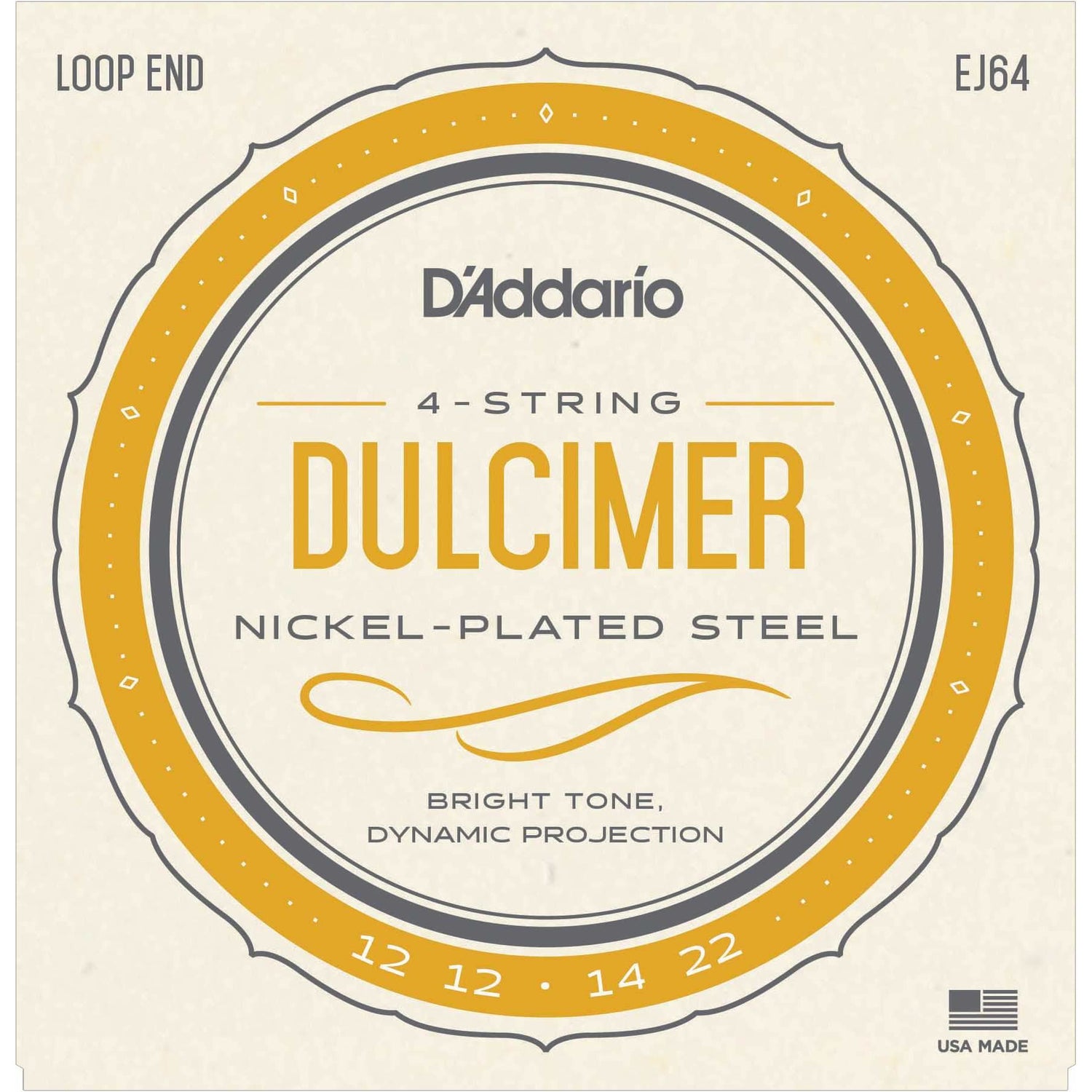 Front of D'Addario EJ64 Nickel Wound Lap Dulcimer Strings