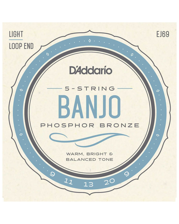 Front of D'Addario EJ69 Phosphor Bronze Light Gauge 5-String Banjo Strings