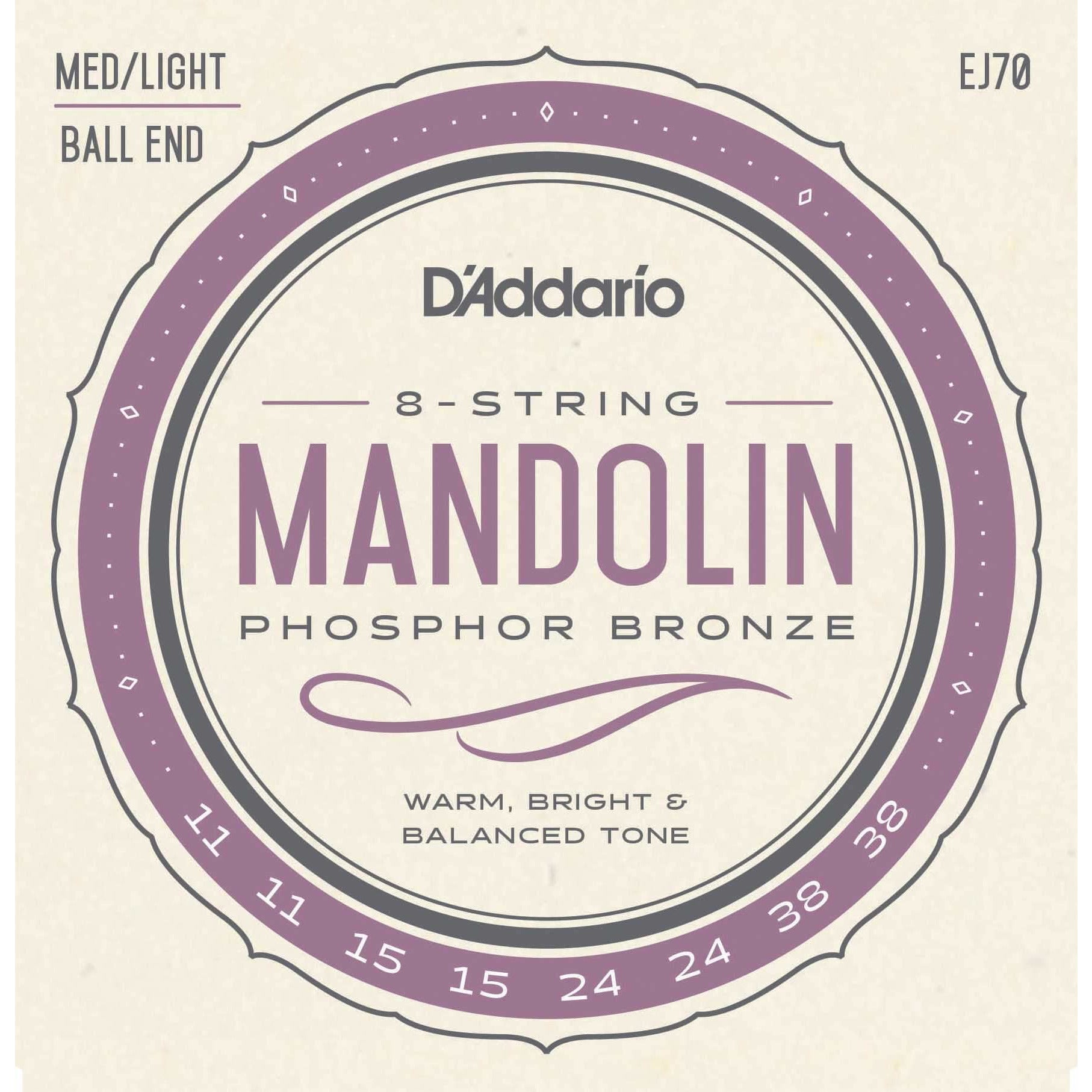 Image 2 of D'Addario EJ70 Phosphor Bronze Medium / Light Gauge Ball End Mandolin Strings - SKU# EJ70 : Product Type Strings : Elderly Instruments