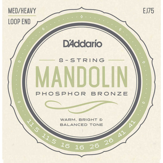Front of D'Addario EJ75 Phosphor Bronze Medium / Heavy Gauge Mandolin Strings
