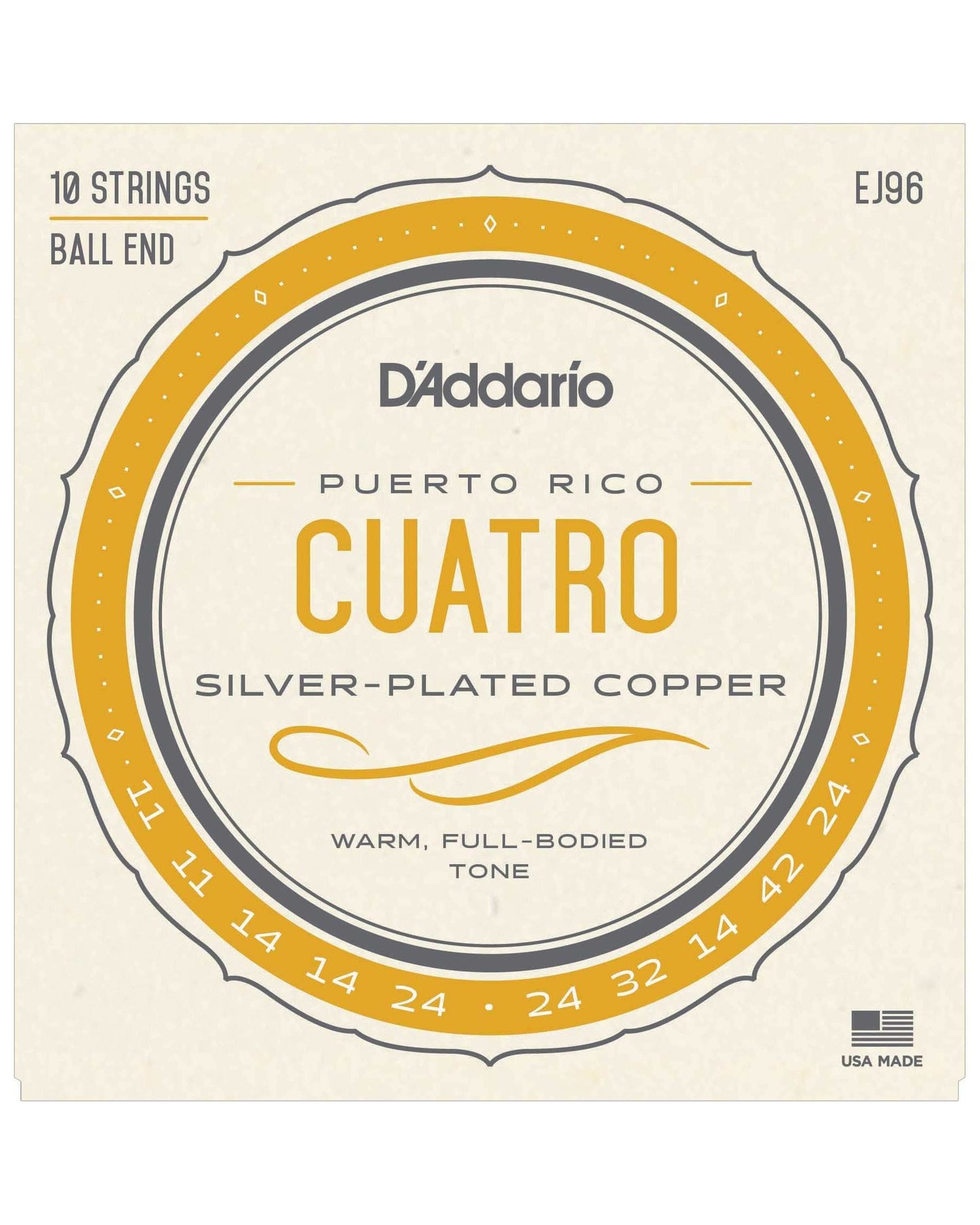 Image 1 of D'Addario EJ96 Silver-Plated Copper Puerto Rico Cuatro Strings - SKU# EJ96 : Product Type Strings : Elderly Instruments