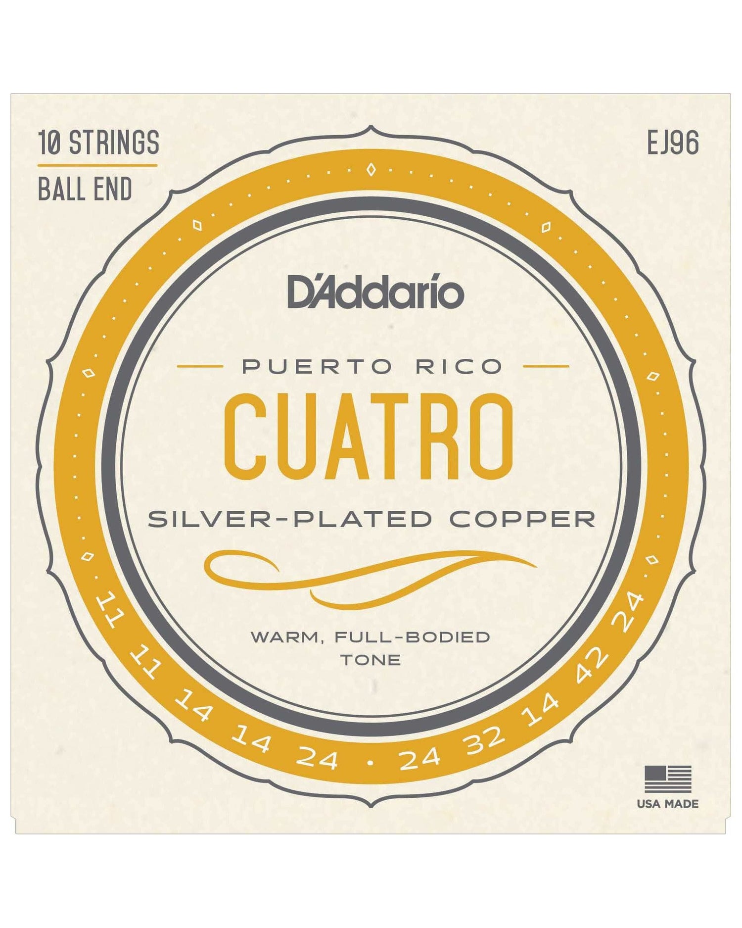 Image 1 of D'Addario EJ96 Silver-Plated Copper Puerto Rico Cuatro Strings - SKU# EJ96 : Product Type Strings : Elderly Instruments
