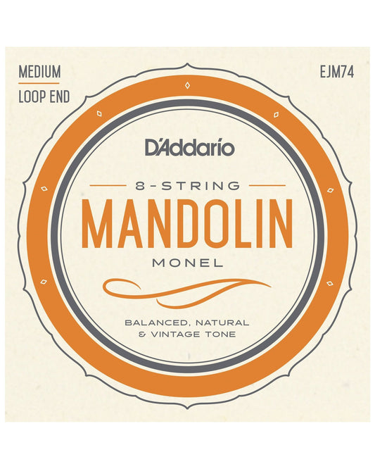 Front of D'Addario EJM74 Monel Medium Gauge Mandolin Strings