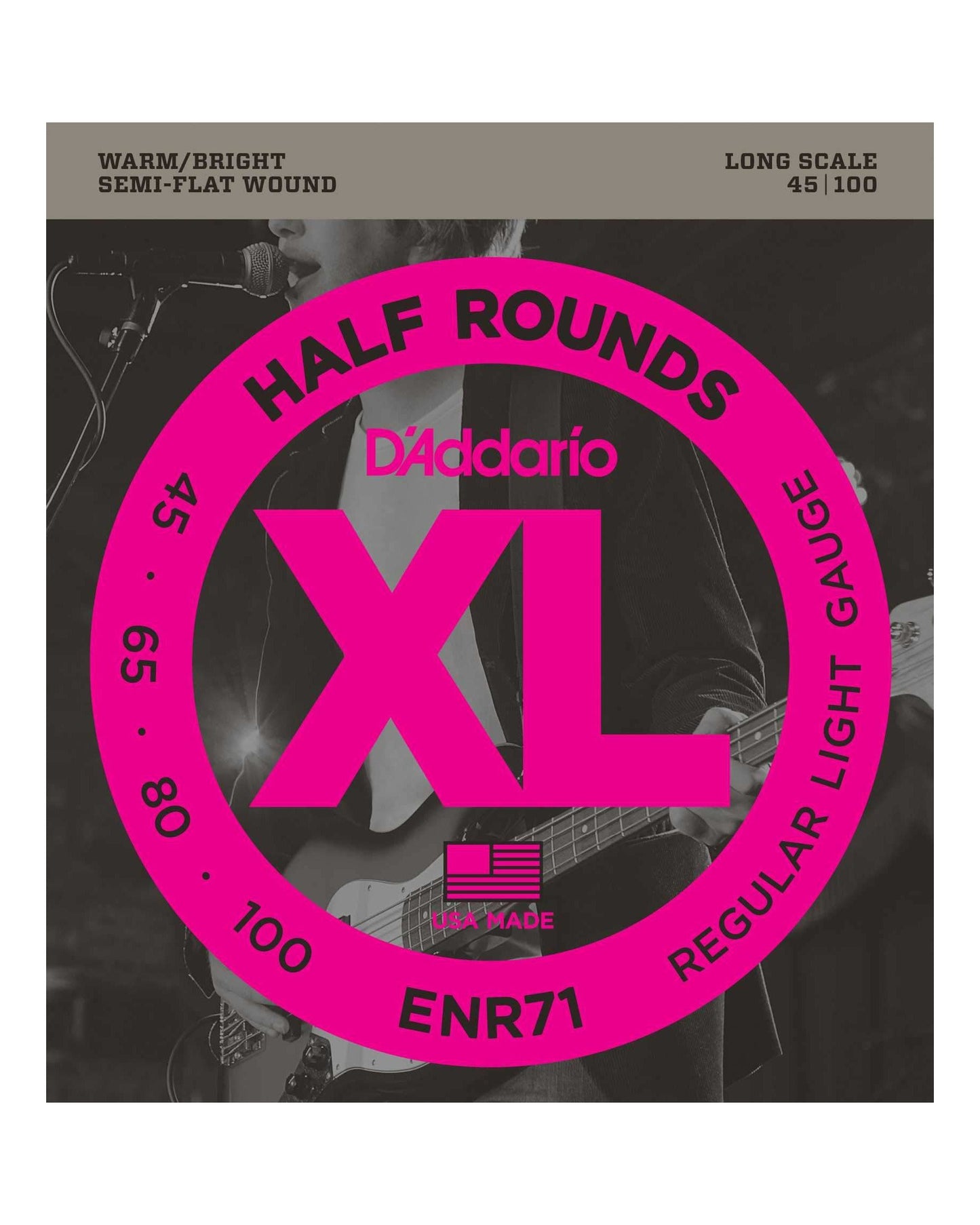 Image 1 of D'Addario ENR71 Semi-Flat Wound Long Scale Light Gauge Electric Bass Strings - SKU# ENR71 : Product Type Strings : Elderly Instruments
