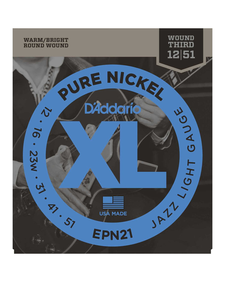 Image 2 of D'Addario EPN21 Round Wound XL Pure Nickel Jazz Light Gauge Electric Guitar Strings - SKU# EPN21 : Product Type Strings : Elderly Instruments