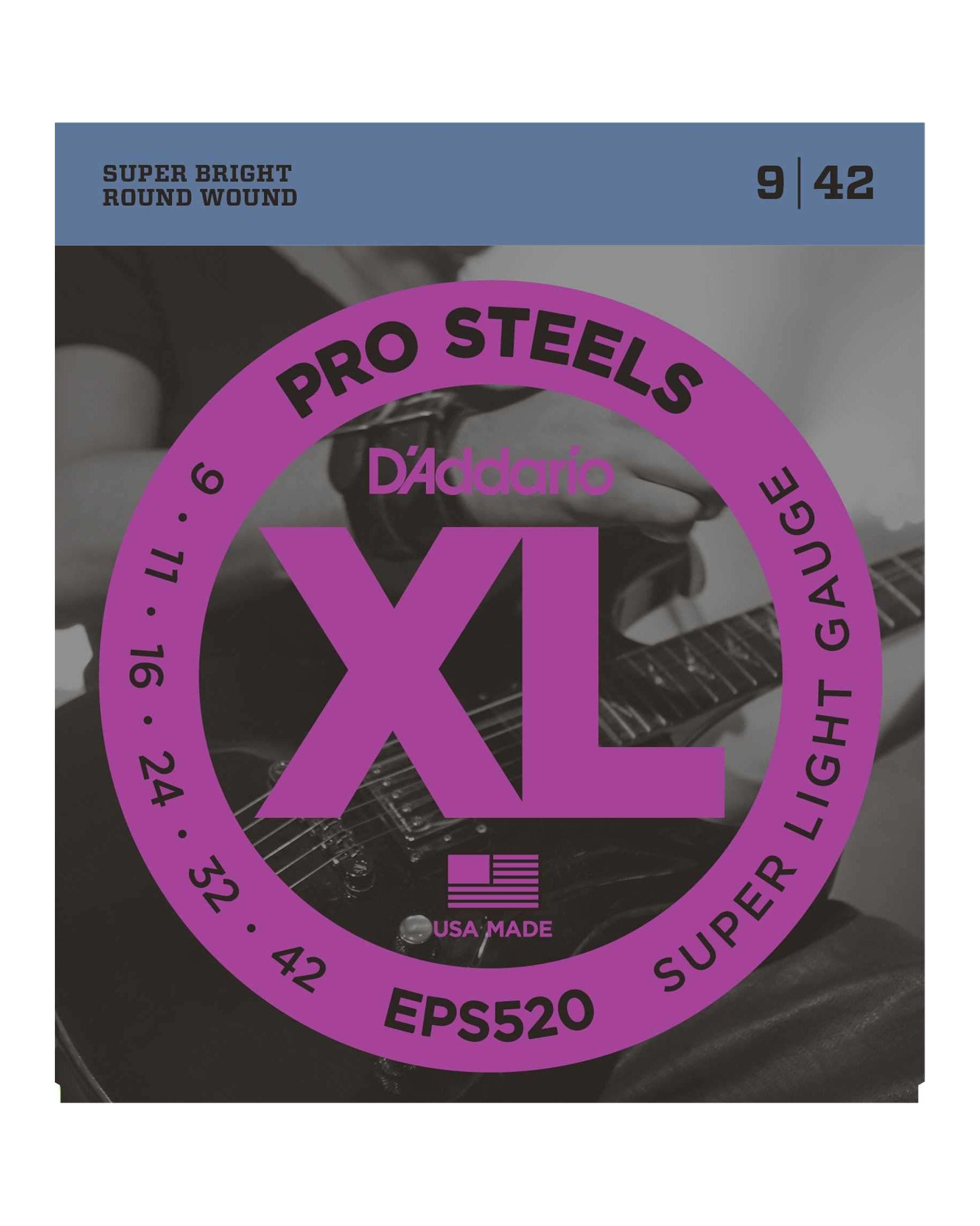 Image 1 of D'Addario EPS520 Round Wound XL Pro Steels Super Light Gauge Electric Guitar Strings - SKU# EPS520 : Product Type Strings : Elderly Instruments