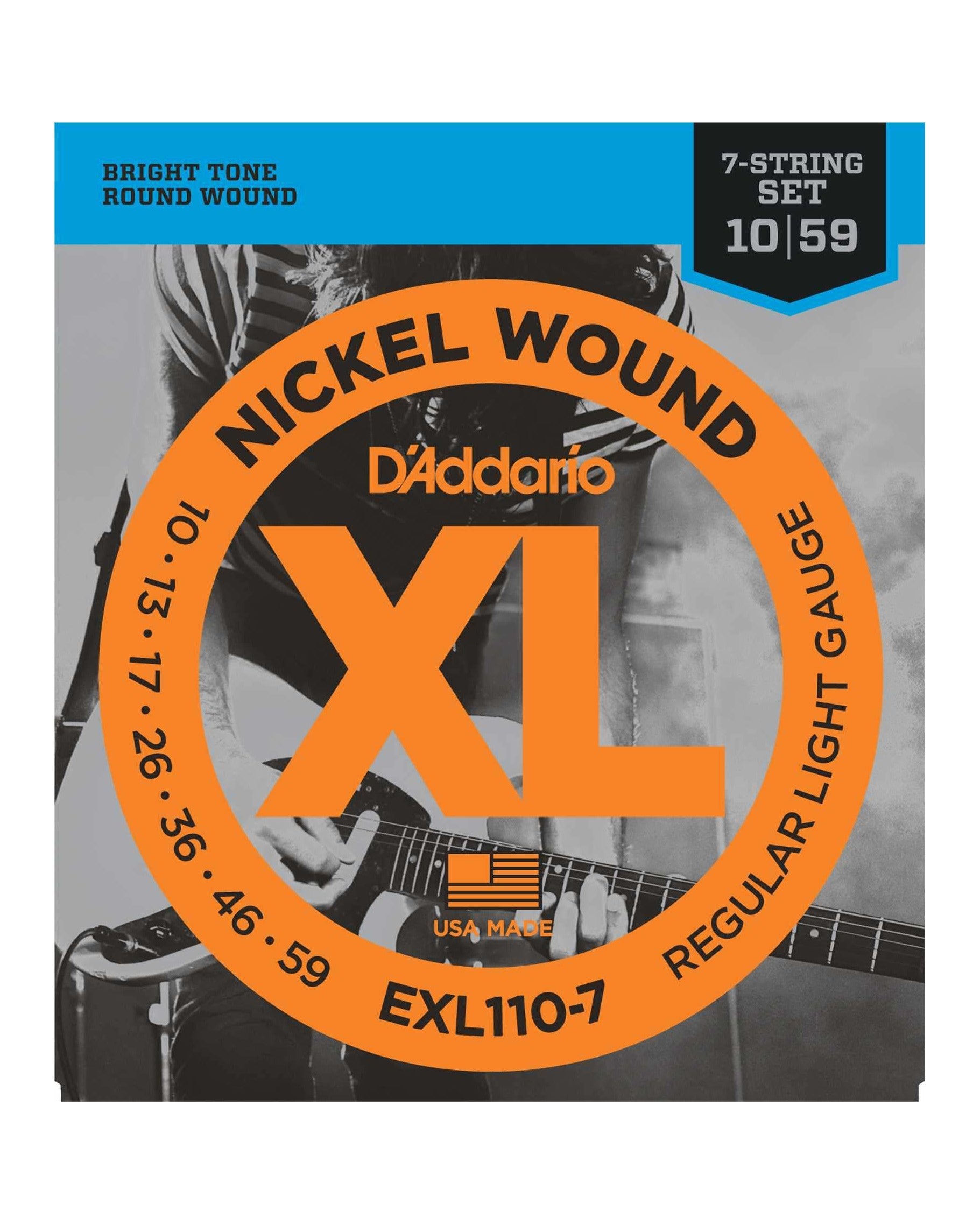 Image 1 of D'Addario EXL110-7 XL Nickel Round Wound Light Gauge 7-String Electric Guitar Strings - SKU# EXL1107 : Product Type Strings : Elderly Instruments