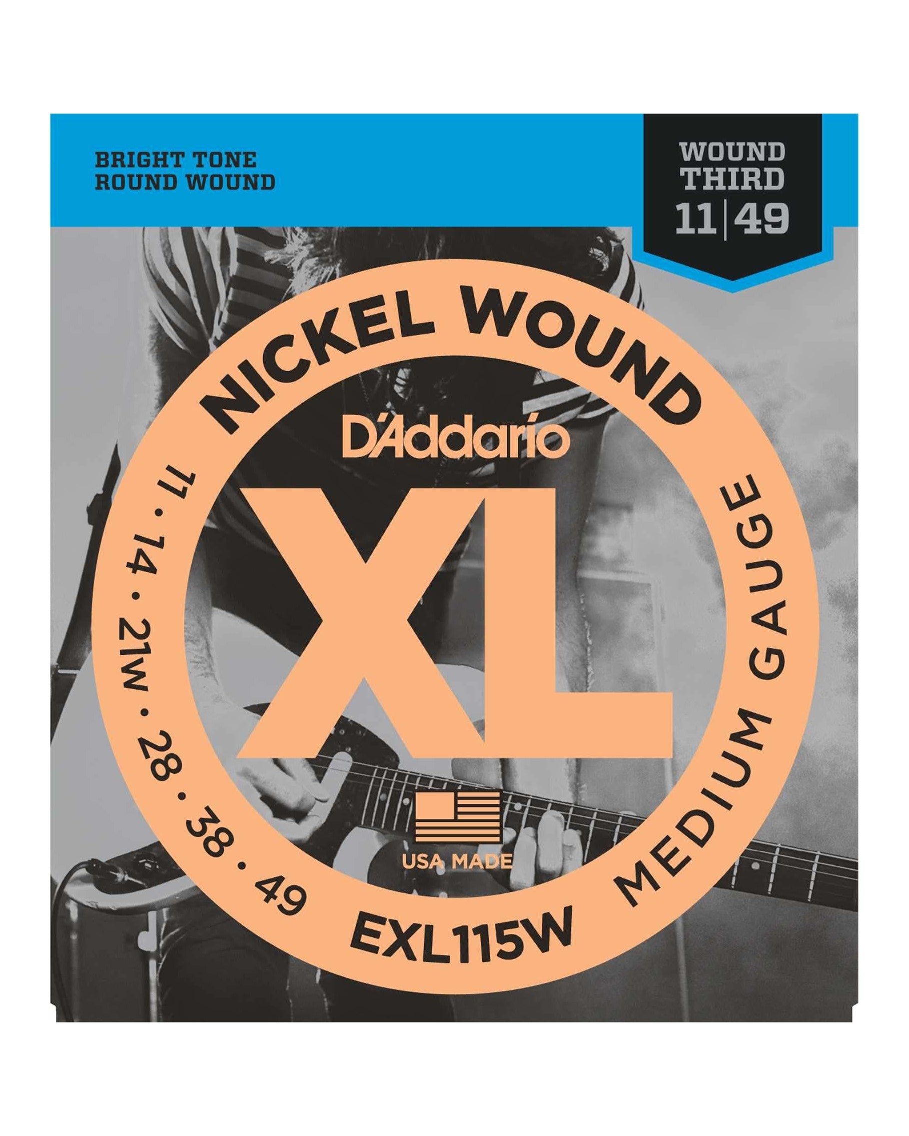 Image 1 of D'Addario EXL115W XL Nickel Round Wound Medium Gauge Electric Guitar Strings (Wound 3rd) - SKU# EXL115W : Product Type Strings : Elderly Instruments