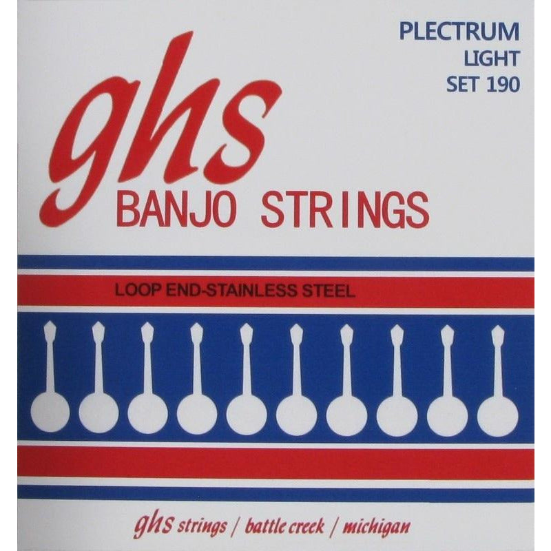 Image 2 of GHS 190 Stainless Steel Loop End Light Gauge 4-String Plectrum Banjo Strings - SKU# 190 : Product Type Strings : Elderly Instruments