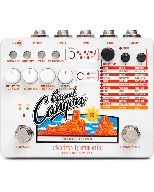 Front of Electro Harmonix Grand Canyon Delay & Looper Pedal