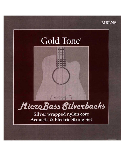 Front of Gold Tone Micro Bass MBLNS Silverback Strings