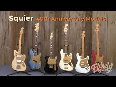 Squier 40th Anniversary Jazz Bass, Gold Edition, Olympic White