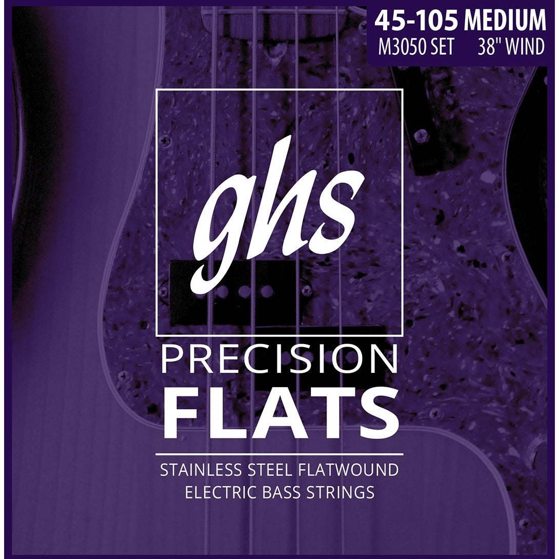Front of GHS M3050 Precision Flatwound Stainless Steel Medium Gauge Electric Bass Strings