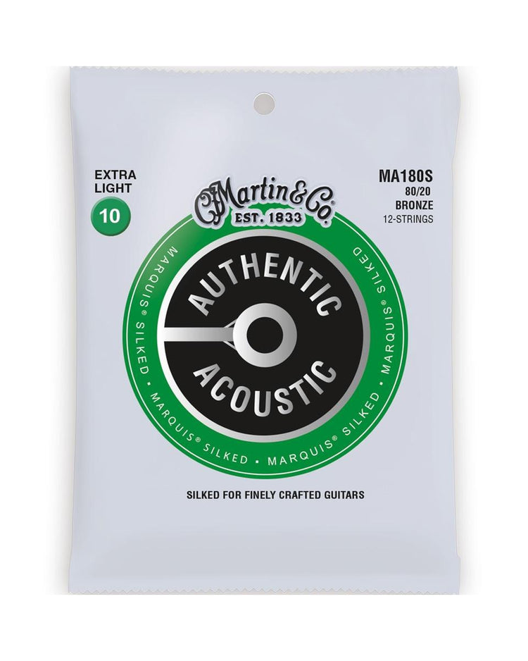 Image 1 of Martin MA180S Authentic Acoustic Marquis Silked 80/20 Extra Light 12-String Acoustic Guitar Set - SKU# MA180S : Product Type Strings : Elderly Instruments