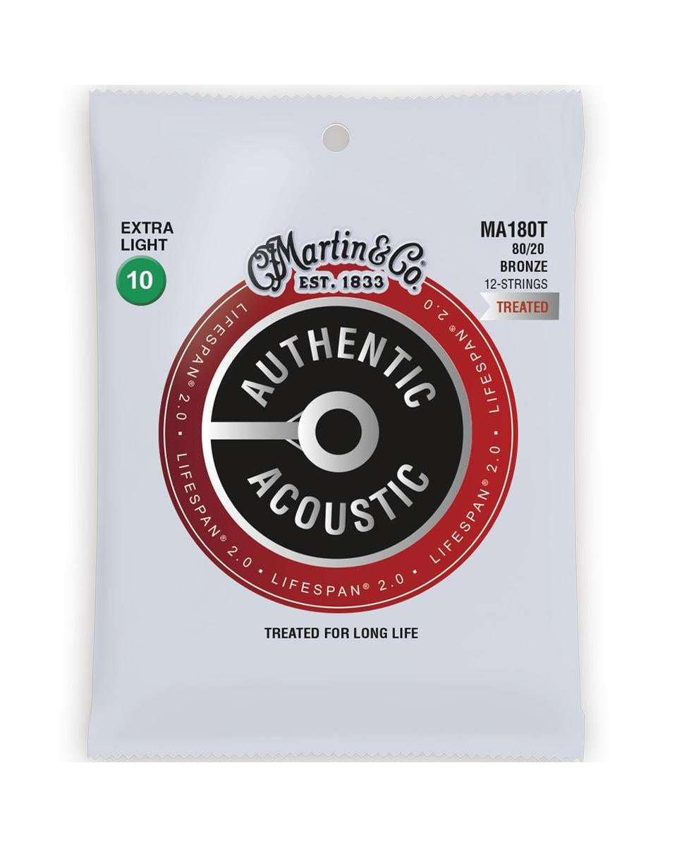Image 1 of Martin MA180T Authentic Acoustic Lifespan 2.0 Treated 80/20 Bronze Ex-Lt 12-String Acoustic Guitar Set - SKU# MA180T : Product Type Strings : Elderly Instruments