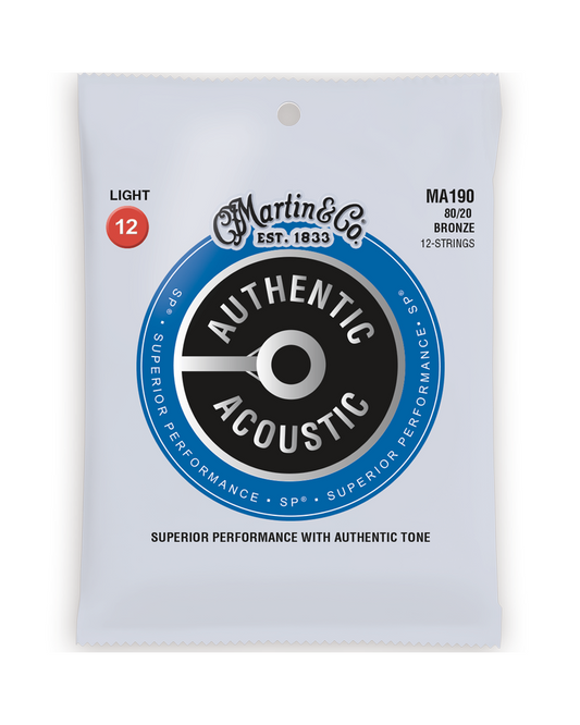 Image 1 of Martin MA190 Authentic Acoustic SP 80/20 Light 12-String Acoustic Guitar Set - SKU# MA190 : Product Type Strings : Elderly Instruments