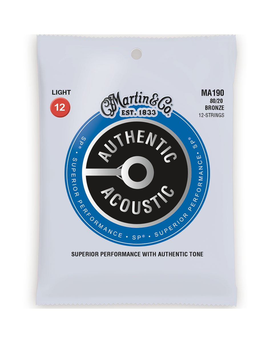 Image 1 of Martin MA190 Authentic Acoustic SP 80/20 Light 12-String Acoustic Guitar Set - SKU# MA190 : Product Type Strings : Elderly Instruments
