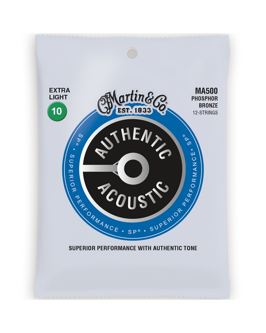 Image 1 of Martin MA500 Authentic Acoustic SP Phosphor Bronze Extra Light 12-String Acoustic Guitar Set - SKU# MA500 : Product Type Strings : Elderly Instruments