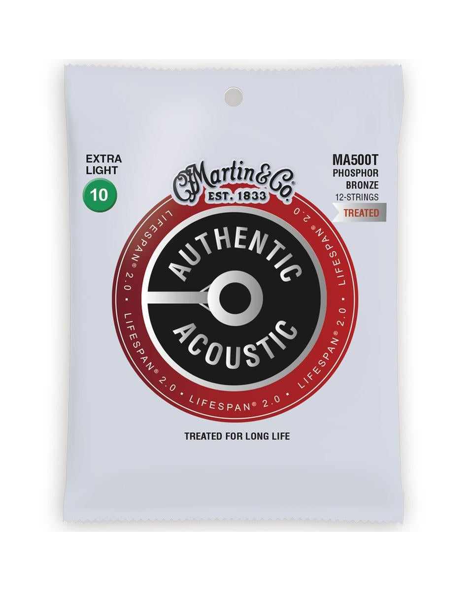 Image 1 of Martin MA500T Authentic Acoustic Lifespan 2.0 Treated PhBrz Ex-Lt 12-String Acoustic Guitar Set - SKU# MA500T : Product Type Strings : Elderly Instruments