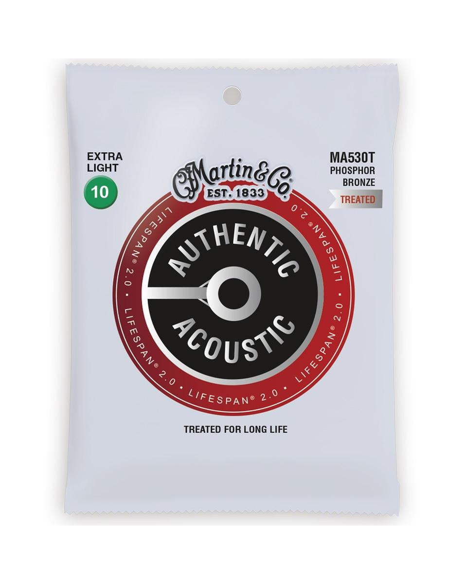 Image 1 of Martin MA530T Authentic Acoustic Lifespan 2.0 Treated PhBrz Ex-Lt 6-String Acoustic Guitar Set - SKU# MA530T : Product Type Strings : Elderly Instruments