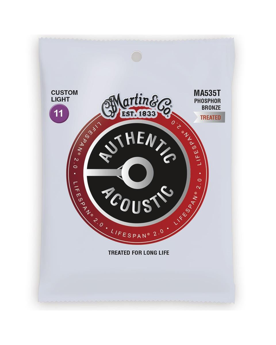 Image 1 of Martin MA535T Authentic Acoustic Lifespan 2.0 Treated PhBrz Cust-Lt 6-String Acoustic Guitar Set - SKU# MA535T : Product Type Strings : Elderly Instruments