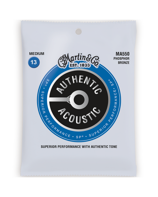 Front of Martin MA550 Authentic Acoustic SP Phosphor Bronze Medium 6-String Acoustic Guitar Set